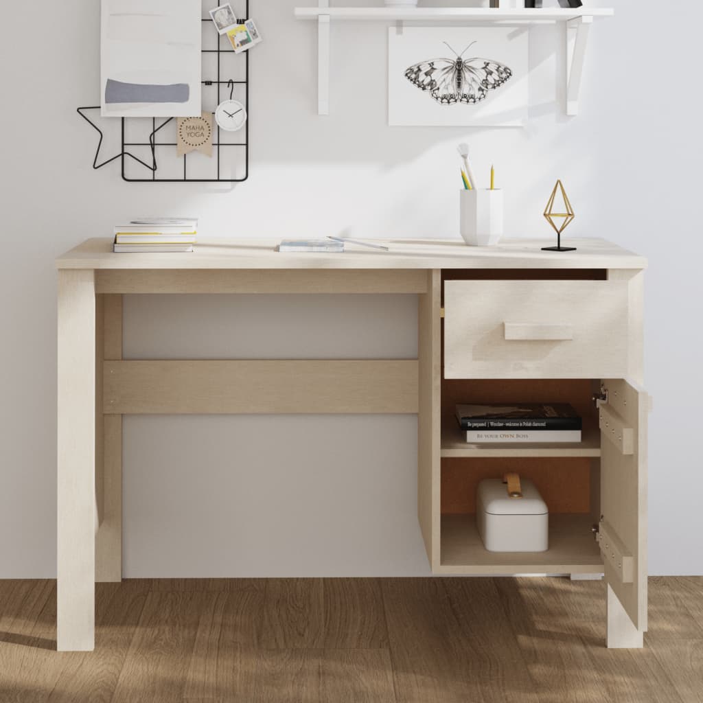 Prachtig Bureau HAMAR: 113x50x75 cm, vervaardigd uit hoogwaardig honingbruin massief grenenhout Bureaus | Creëer jouw Trendy Thuis | Gratis bezorgd & Retour | Trendy.nl