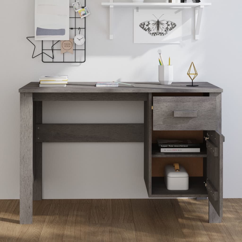 Stijlvol lichtgrijs bureau van massief grenenhout - HAMAR 113x50x75 cm Bureaus | Creëer jouw Trendy Thuis | Gratis bezorgd & Retour | Trendy.nl