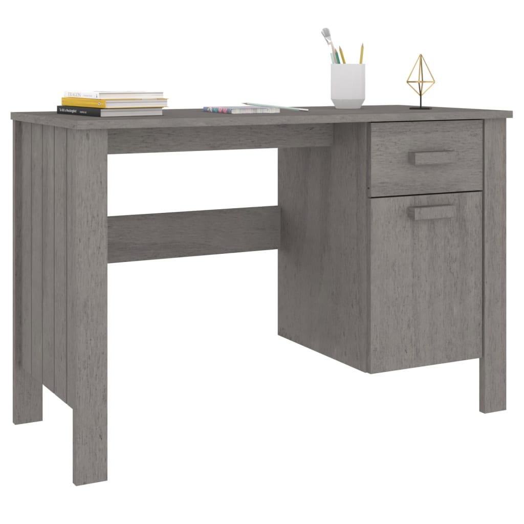 Stijlvol lichtgrijs bureau van massief grenenhout - HAMAR 113x50x75 cm Bureaus | Creëer jouw Trendy Thuis | Gratis bezorgd & Retour | Trendy.nl