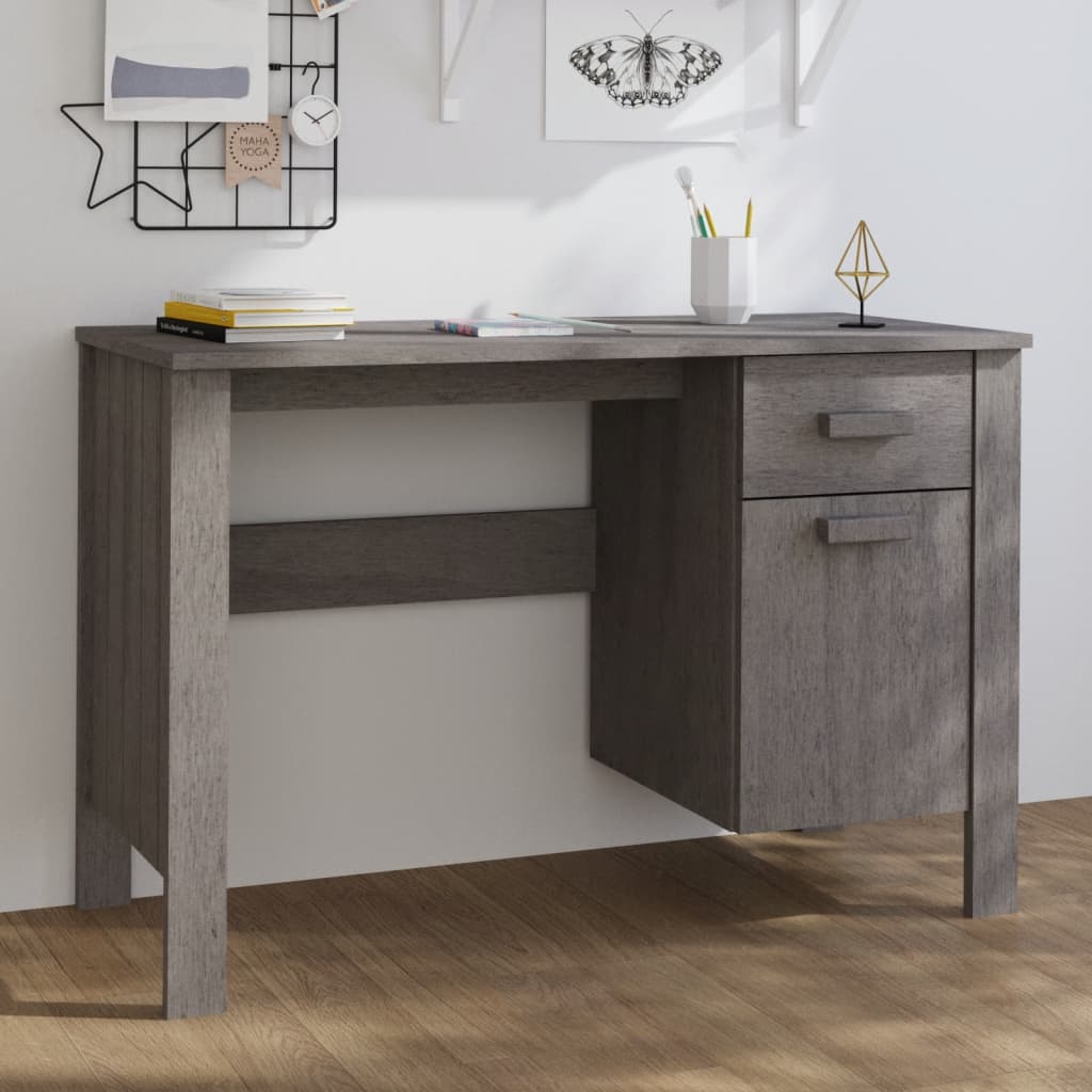 Stijlvol lichtgrijs bureau van massief grenenhout - HAMAR 113x50x75 cm Bureaus | Creëer jouw Trendy Thuis | Gratis bezorgd & Retour | Trendy.nl