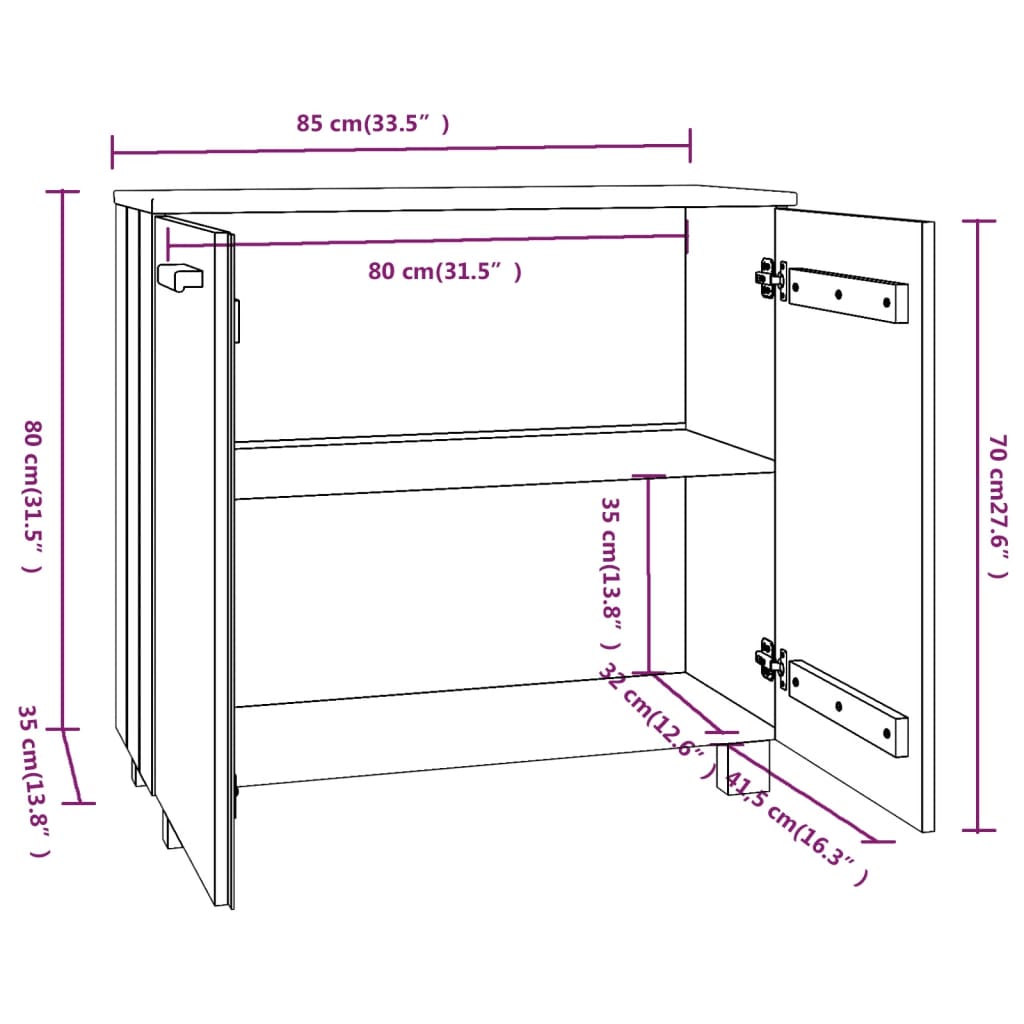 Dressoir HAMAR 85x35x80 cm massief grenenhout honingbruin Dressoirs & buffetkasten | Creëer jouw Trendy Thuis | Gratis bezorgd & Retour | Trendy.nl