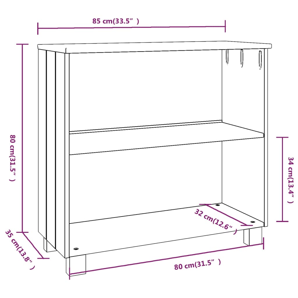 Dressoir HAMAR 85x35x80 cm massief grenenhout lichtgrijs Dressoirs & buffetkasten | Creëer jouw Trendy Thuis | Gratis bezorgd & Retour | Trendy.nl