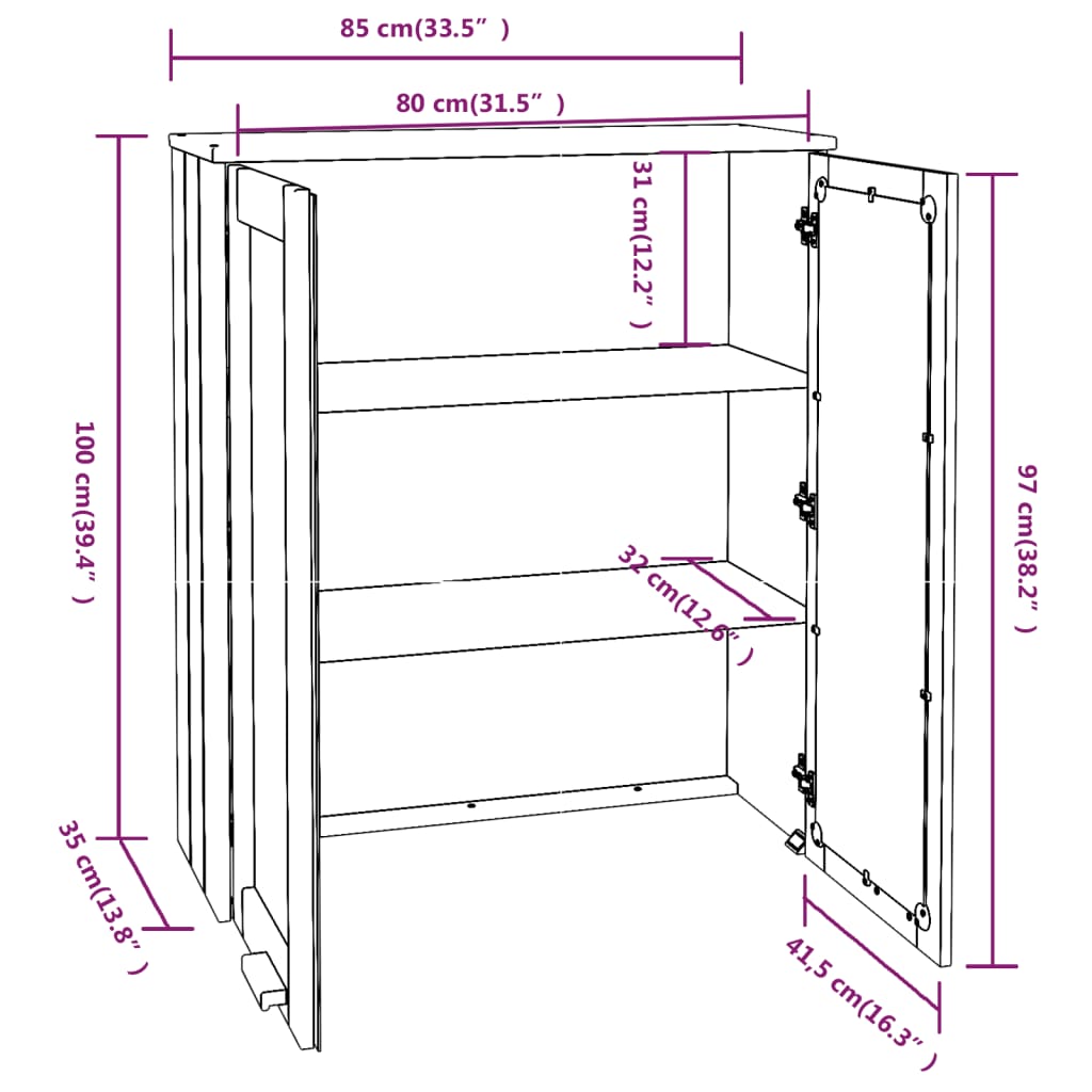 Opzetkast HAMAR 85x35x100 cm massief grenenhout honingbruin Dressoirs & buffetkasten | Creëer jouw Trendy Thuis | Gratis bezorgd & Retour | Trendy.nl