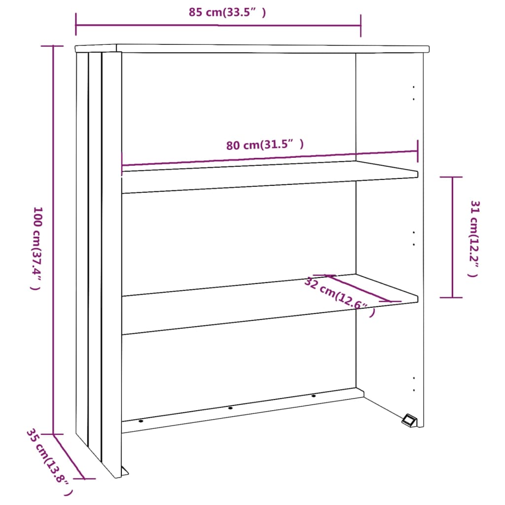 Opzetkast HAMAR 85x35x100 cm massief grenenhout honingbruin Dressoirs & buffetkasten | Creëer jouw Trendy Thuis | Gratis bezorgd & Retour | Trendy.nl