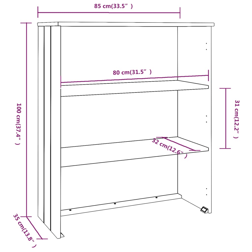 Opzetkast HAMAR 85x35x100 cm massief grenenhout donkergrijs Dressoirs & buffetkasten | Creëer jouw Trendy Thuis | Gratis bezorgd & Retour | Trendy.nl