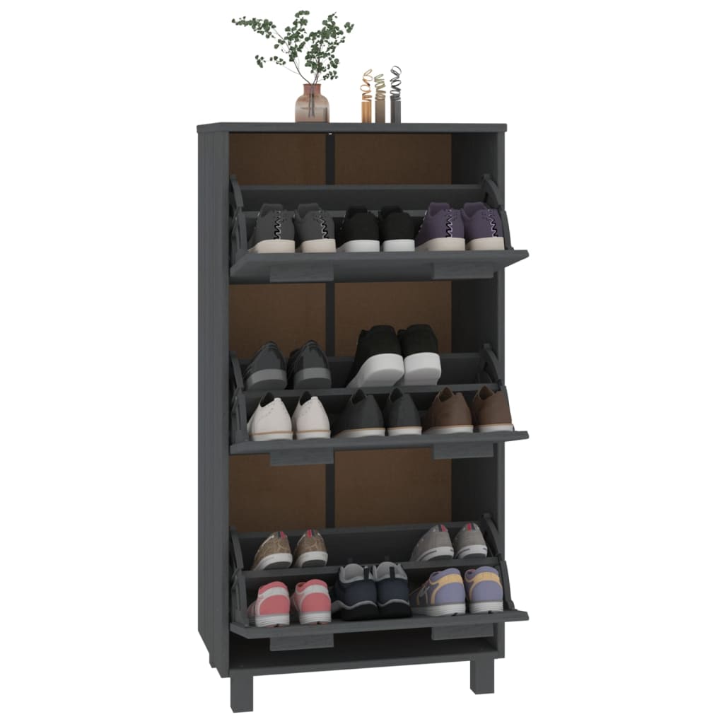 Schoenenkast HAMAR 59,5x35x117 cm grenenhout donkergrijs Schoenenrekken | Creëer jouw Trendy Thuis | Gratis bezorgd & Retour | Trendy.nl