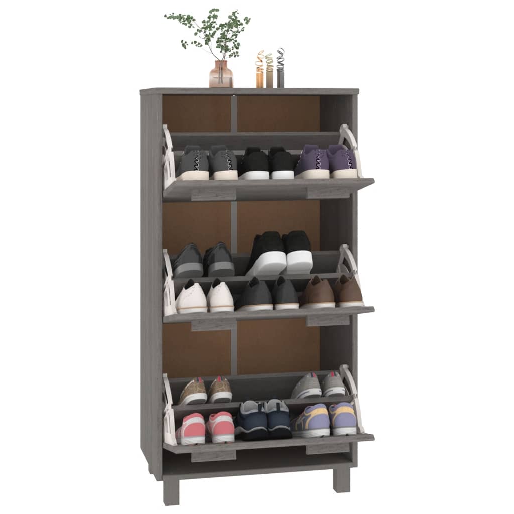 Schoenenkast HAMAR 59,5x35x117 cm massief grenenhout lichtgrijs Schoenenrekken | Creëer jouw Trendy Thuis | Gratis bezorgd & Retour | Trendy.nl