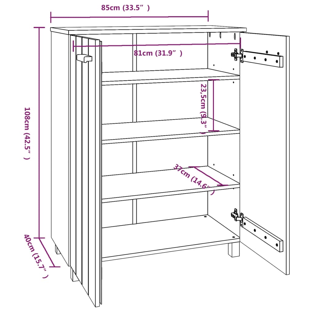 Schoenenkast HAMAR 85x40x108 cm massief grenenhout honingbruin Schoenenrekken | Creëer jouw Trendy Thuis | Gratis bezorgd & Retour | Trendy.nl