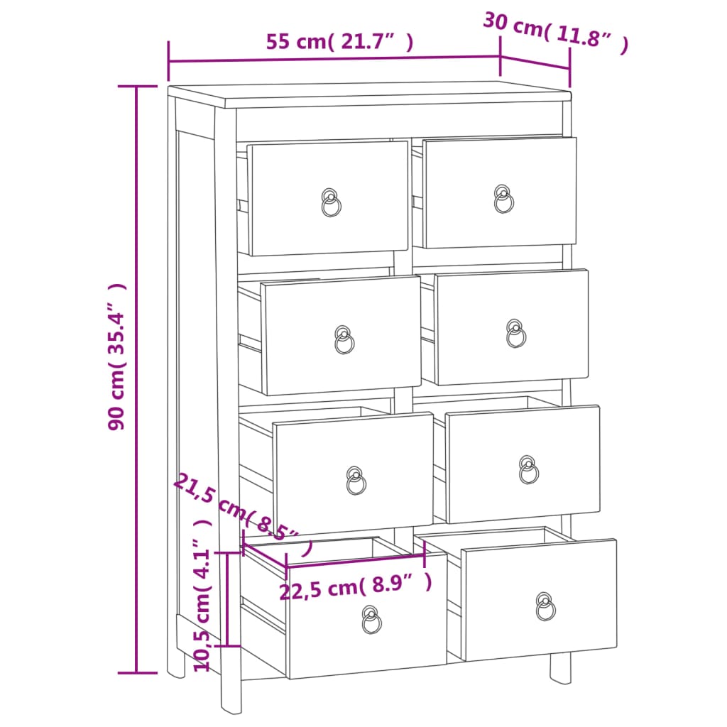 Ladekast 55x30x90 cm massief teakhout Commodes & ladekasten | Creëer jouw Trendy Thuis | Gratis bezorgd & Retour | Trendy.nl