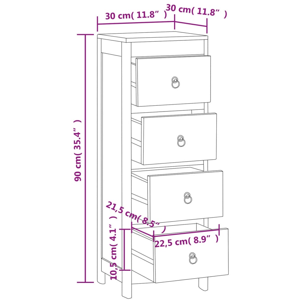 Ladekast 30x30x90 cm massief teakhout Commodes & ladekasten | Creëer jouw Trendy Thuis | Gratis bezorgd & Retour | Trendy.nl