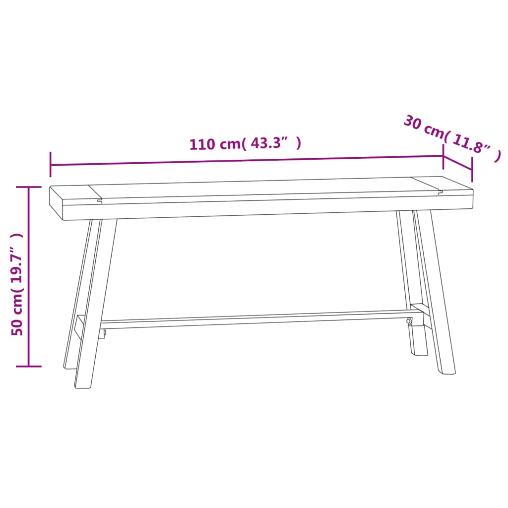 Bankje 110 cm massief teakhout Keuken- & eettafelbanken | Creëer jouw Trendy Thuis | Gratis bezorgd & Retour | Trendy.nl