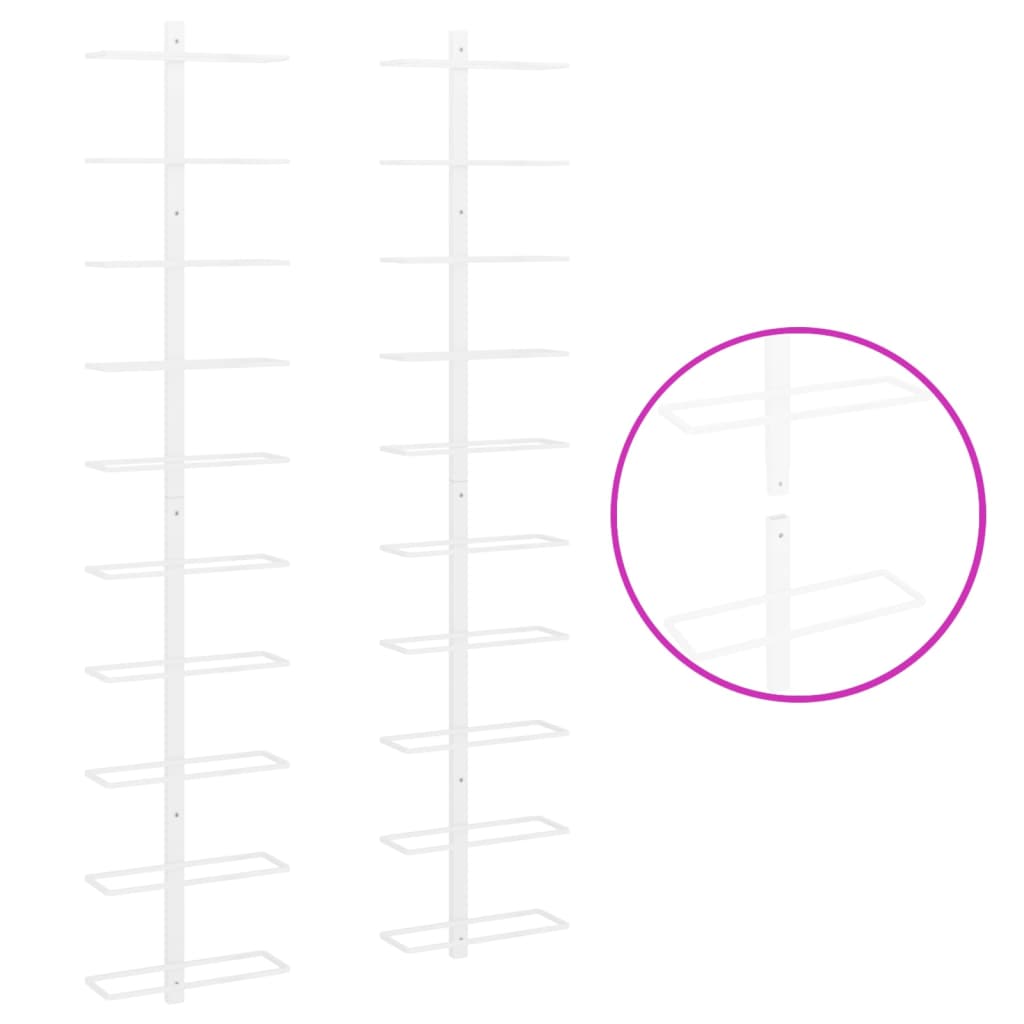 Wijnrekken 2 st voor 10 flessen wandmontage metaal wit Wijnrekken | Creëer jouw Trendy Thuis | Gratis bezorgd & Retour | Trendy.nl
