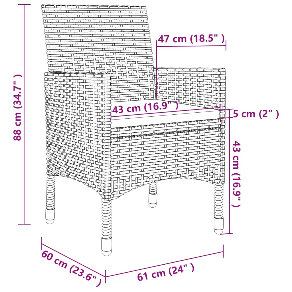 5-delige Tuinset met kussens poly rattan grijs Tuinsets | Creëer jouw Trendy Thuis | Gratis bezorgd & Retour | Trendy.nl