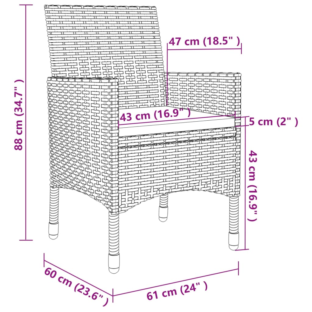 9-delige Tuinset met kussens poly rattan grijs Tuinsets | Creëer jouw Trendy Thuis | Gratis bezorgd & Retour | Trendy.nl