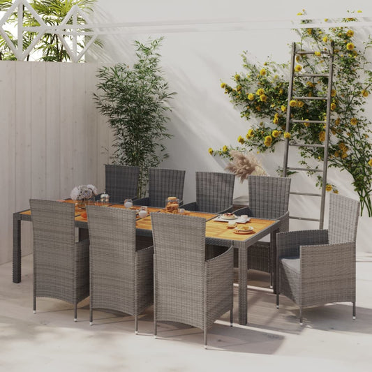 9-delige Tuinset met kussens poly rattan grijs Tuinsets | Creëer jouw Trendy Thuis | Gratis bezorgd & Retour | Trendy.nl