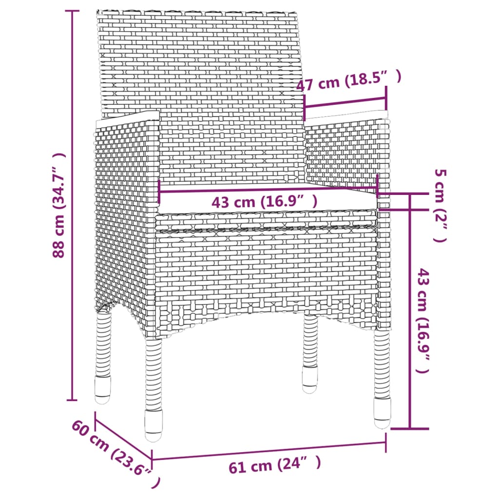 3-delige Tuinset met kussens poly rattan grijs Tuinsets | Creëer jouw Trendy Thuis | Gratis bezorgd & Retour | Trendy.nl