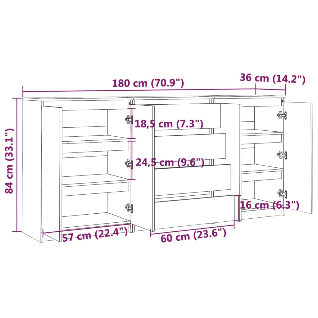 Bijzetkasten 3 st massief grenenhout zwart Dressoirs & buffetkasten | Creëer jouw Trendy Thuis | Gratis bezorgd & Retour | Trendy.nl