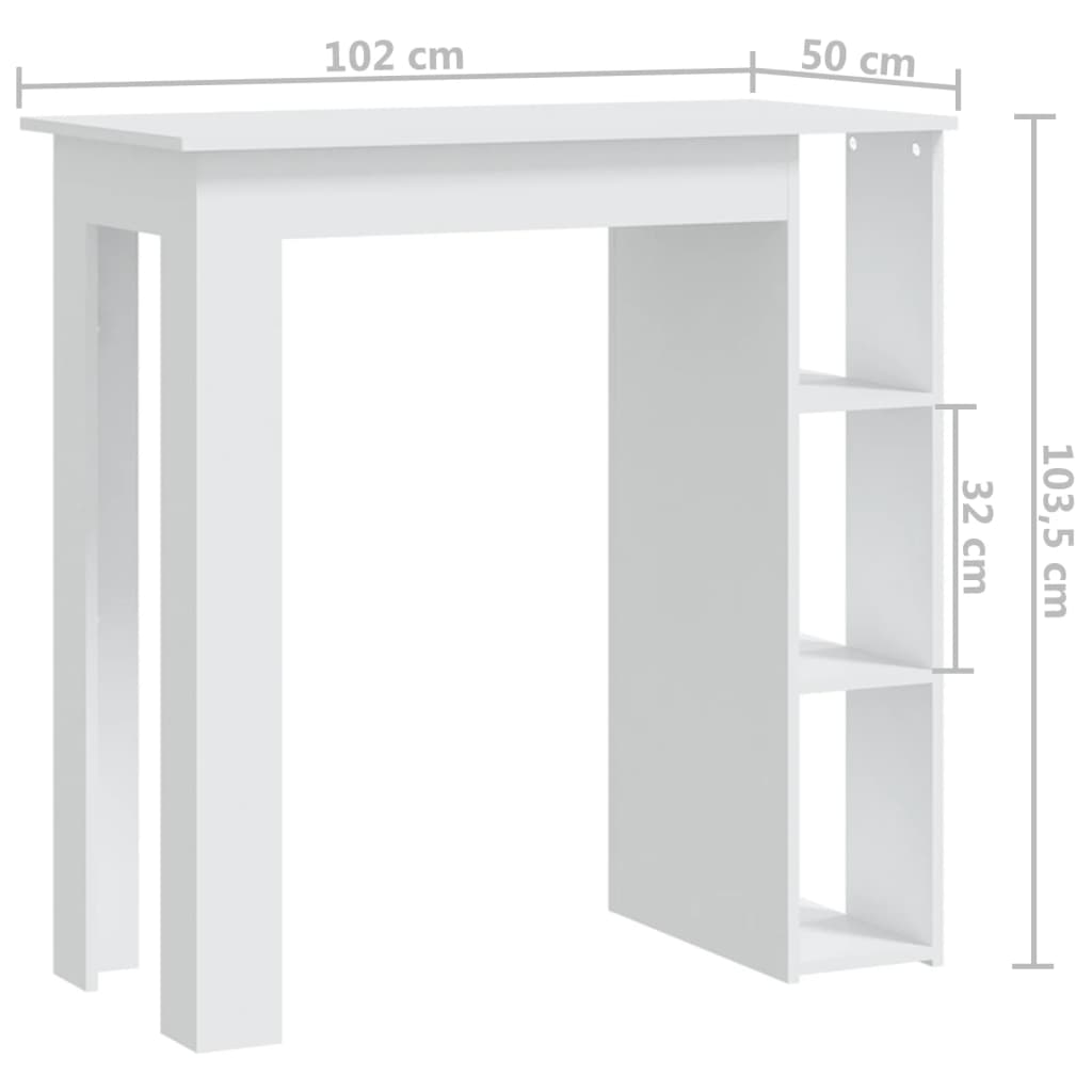 Bartafel met schap 102x50x103,5 cm bewerkt hout wit Eettafels | Creëer jouw Trendy Thuis | Gratis bezorgd & Retour | Trendy.nl