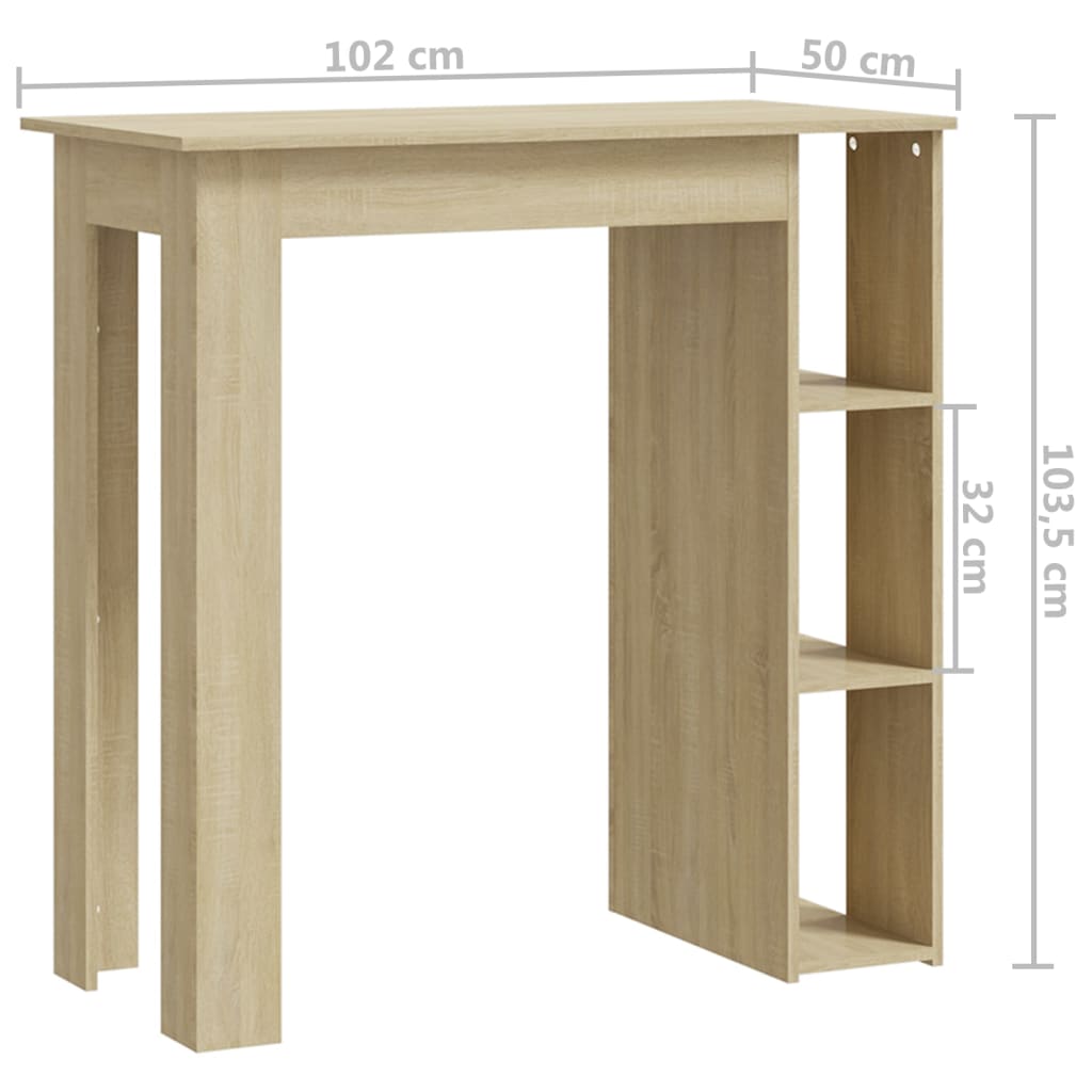 Bartafel met schap 102x50x103,5 cm hout sonoma eikenkleur Eettafels | Creëer jouw Trendy Thuis | Gratis bezorgd & Retour | Trendy.nl