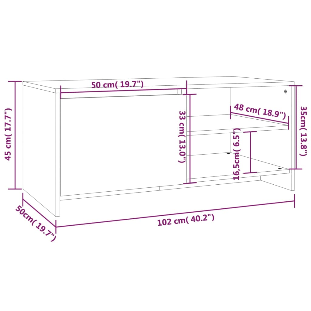 Salontafel 102x50x45 cm bewerkt hout zwart