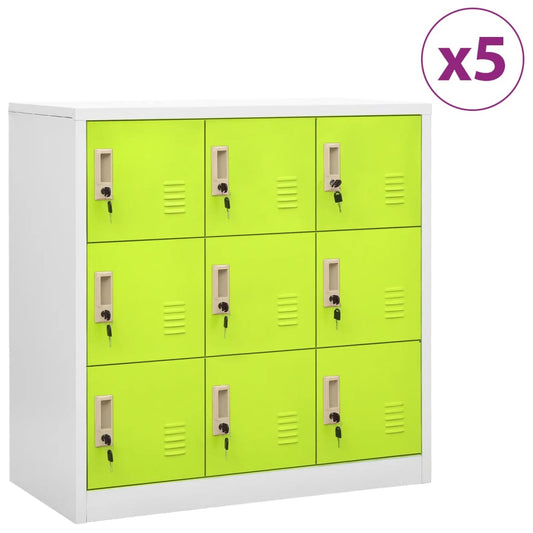 Lockerkasten 5 st 90x45x92,5 cm staal lichtgrijs en groen Opbergkasten & lockerkasten | Creëer jouw Trendy Thuis | Gratis bezorgd & Retour | Trendy.nl