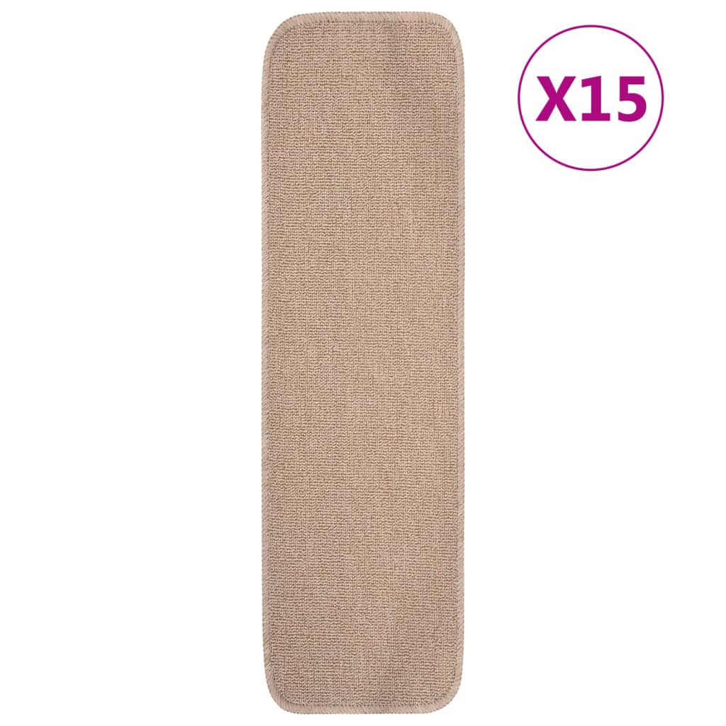 Trapmatten 15 st anti-slip rechthoekig 75x20 cm beige Trapmatten | Creëer jouw Trendy Thuis | Gratis bezorgd & Retour | Trendy.nl