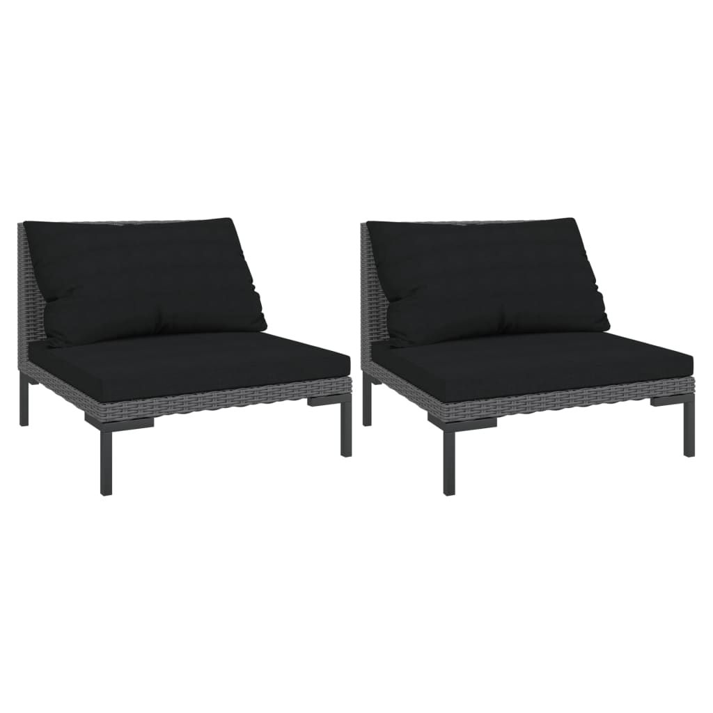 Tuinbanken 2 st met kussens halfrond poly rattan Modulaire tuinbanken | Creëer jouw Trendy Thuis | Gratis bezorgd & Retour | Trendy.nl