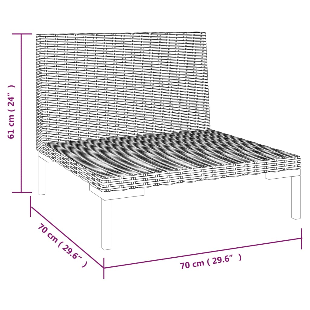 Tuinbanken 2 st met kussens halfrond poly rattan Modulaire tuinbanken | Creëer jouw Trendy Thuis | Gratis bezorgd & Retour | Trendy.nl