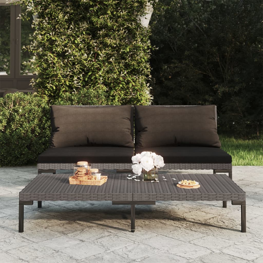 Tuinbanken 2 st met kussens halfrond poly rattan Modulaire tuinbanken | Creëer jouw Trendy Thuis | Gratis bezorgd & Retour | Trendy.nl