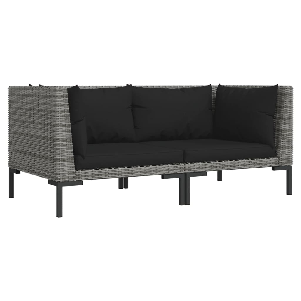 Tuinbanken 2 st met kussens halfrond poly rattan Modulaire tuinbanken | Creëer jouw Trendy Thuis | Gratis bezorgd & Retour | Trendy.nl