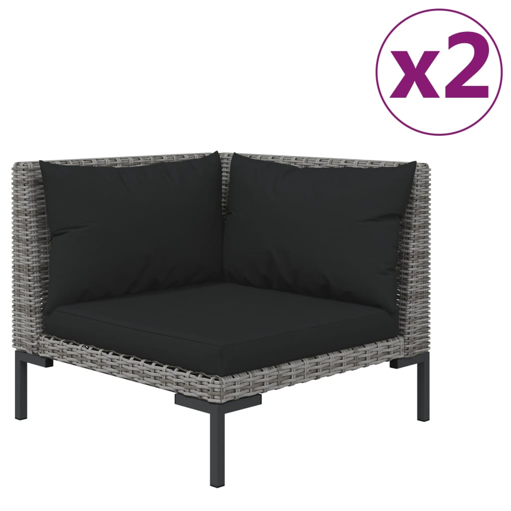 Tuinbanken 2 st met kussens halfrond poly rattan Modulaire tuinbanken | Creëer jouw Trendy Thuis | Gratis bezorgd & Retour | Trendy.nl