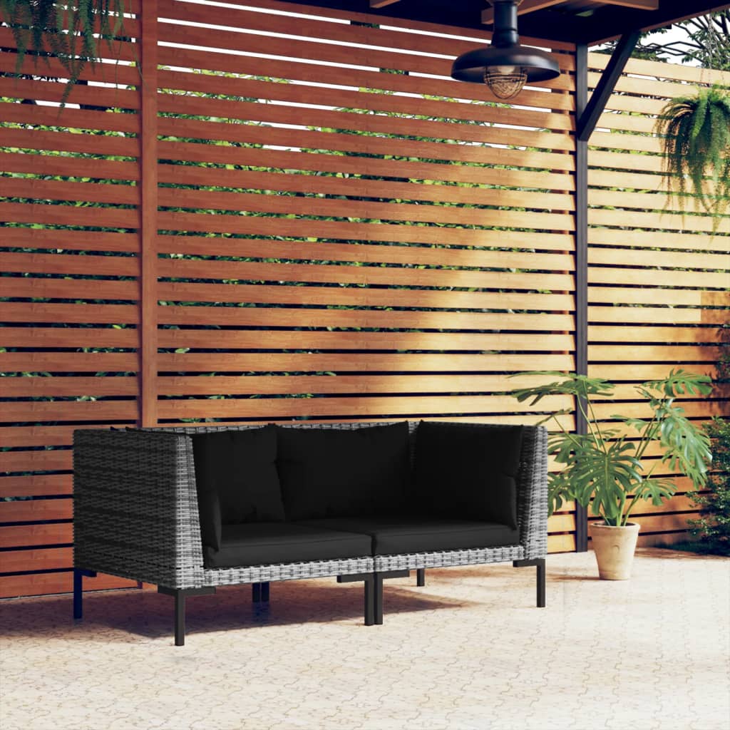 Tuinbanken 2 st met kussens halfrond poly rattan Modulaire tuinbanken | Creëer jouw Trendy Thuis | Gratis bezorgd & Retour | Trendy.nl