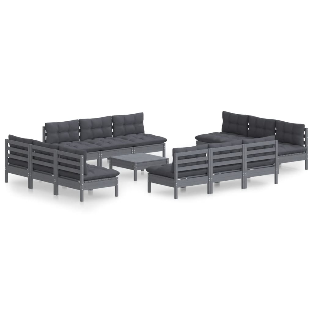 13-delige Loungeset met antracietkleurige kussens grenenhout Tuinsets | Creëer jouw Trendy Thuis | Gratis bezorgd & Retour | Trendy.nl