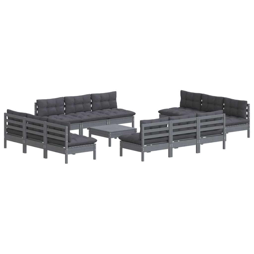 13-delige Loungeset met antracietkleurige kussens grenenhout Tuinsets | Creëer jouw Trendy Thuis | Gratis bezorgd & Retour | Trendy.nl