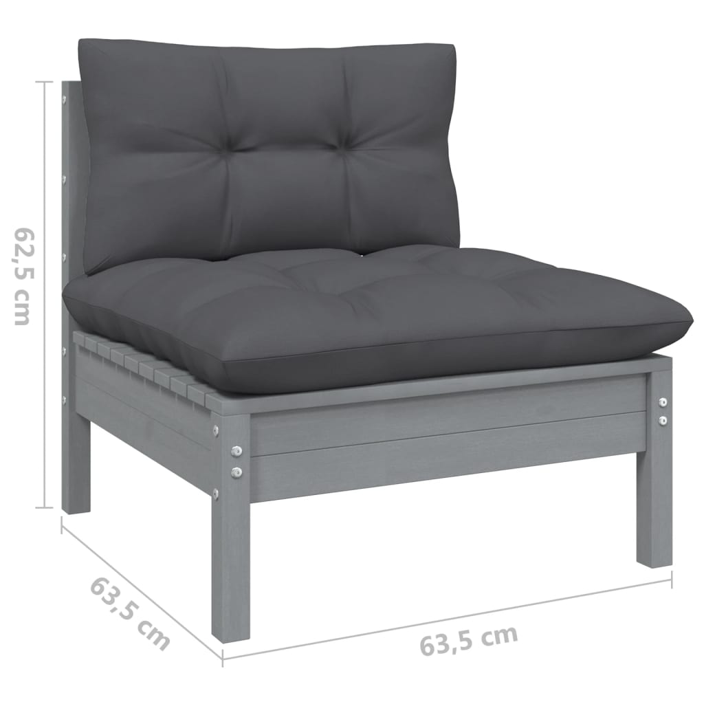 13-delige Loungeset met antracietkleurige kussens grenenhout Tuinsets | Creëer jouw Trendy Thuis | Gratis bezorgd & Retour | Trendy.nl