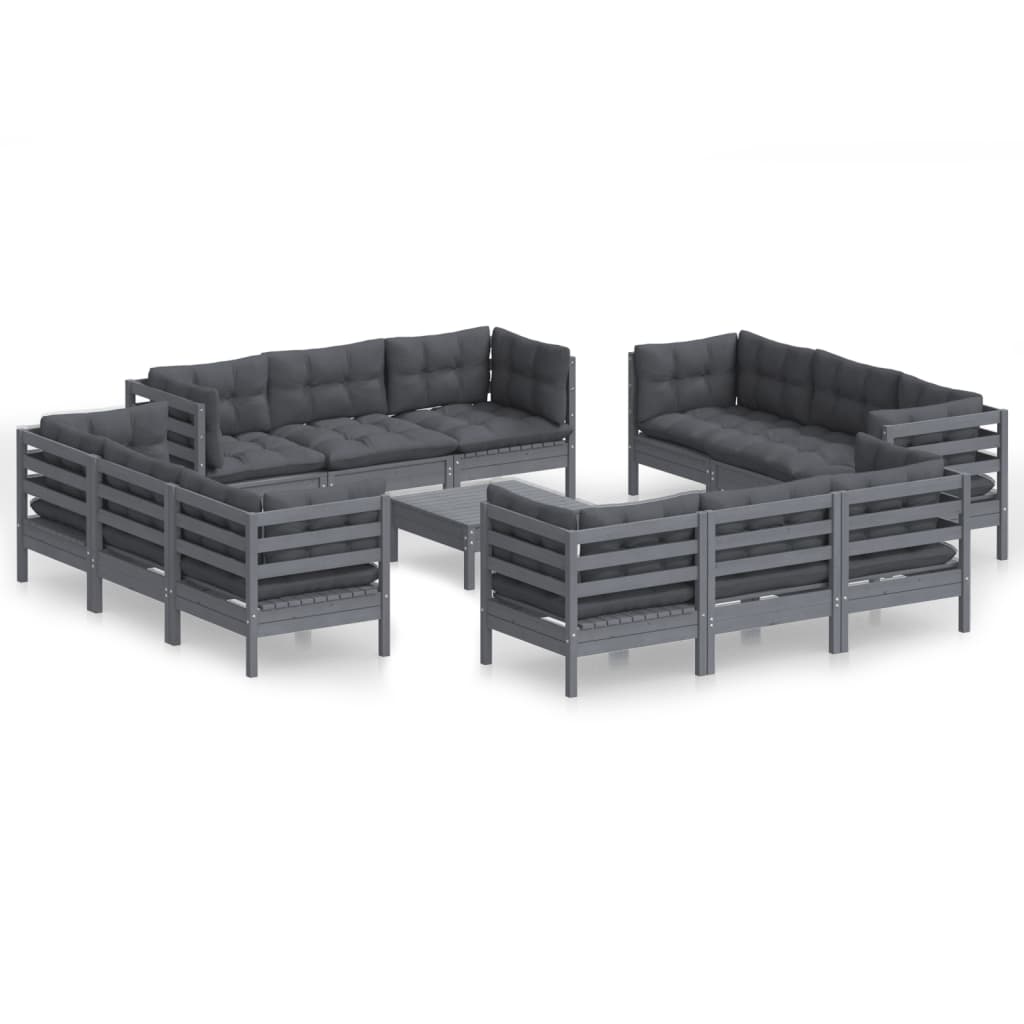 13-delige Loungeset met antracietkleurige kussens grenenhout Tuinsets | Creëer jouw Trendy Thuis | Gratis bezorgd & Retour | Trendy.nl