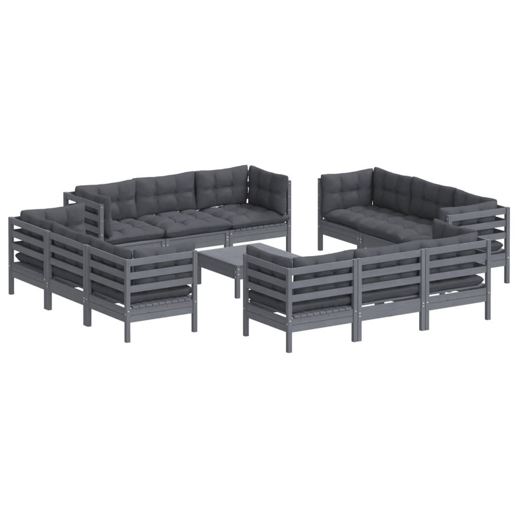 13-delige Loungeset met antracietkleurige kussens grenenhout Tuinsets | Creëer jouw Trendy Thuis | Gratis bezorgd & Retour | Trendy.nl