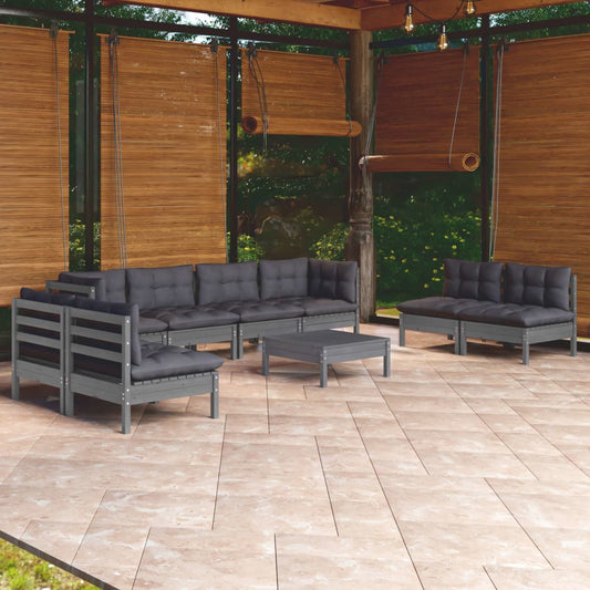 9-delige Loungeset met kussens massief grenenhout Tuinsets | Creëer jouw Trendy Thuis | Gratis bezorgd & Retour | Trendy.nl