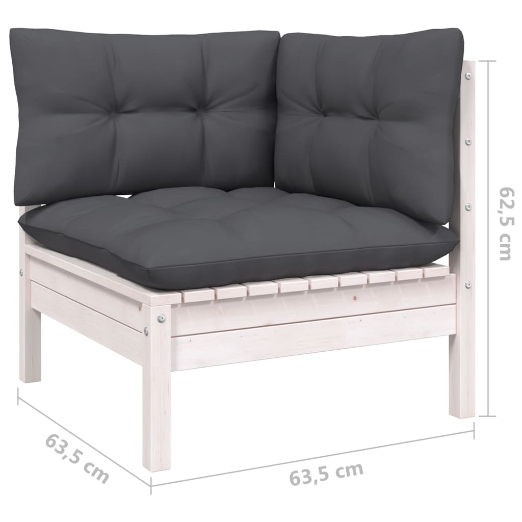 9-delige Loungeset met kussens massief grenenhout wit Tuinsets | Creëer jouw Trendy Thuis | Gratis bezorgd & Retour | Trendy.nl