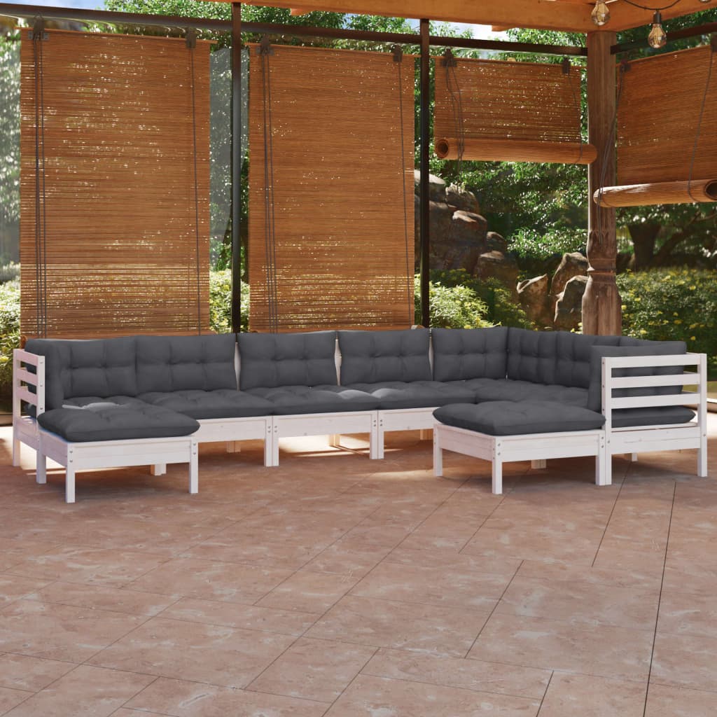 9-delige Loungeset met kussens massief grenenhout wit Tuinsets | Creëer jouw Trendy Thuis | Gratis bezorgd & Retour | Trendy.nl