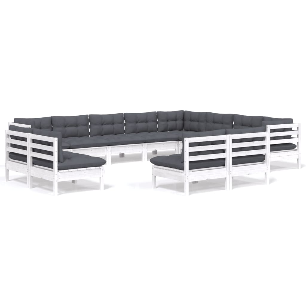 12-delige Loungeset met kussens massief grenenhout wit Tuinsets | Creëer jouw Trendy Thuis | Gratis bezorgd & Retour | Trendy.nl