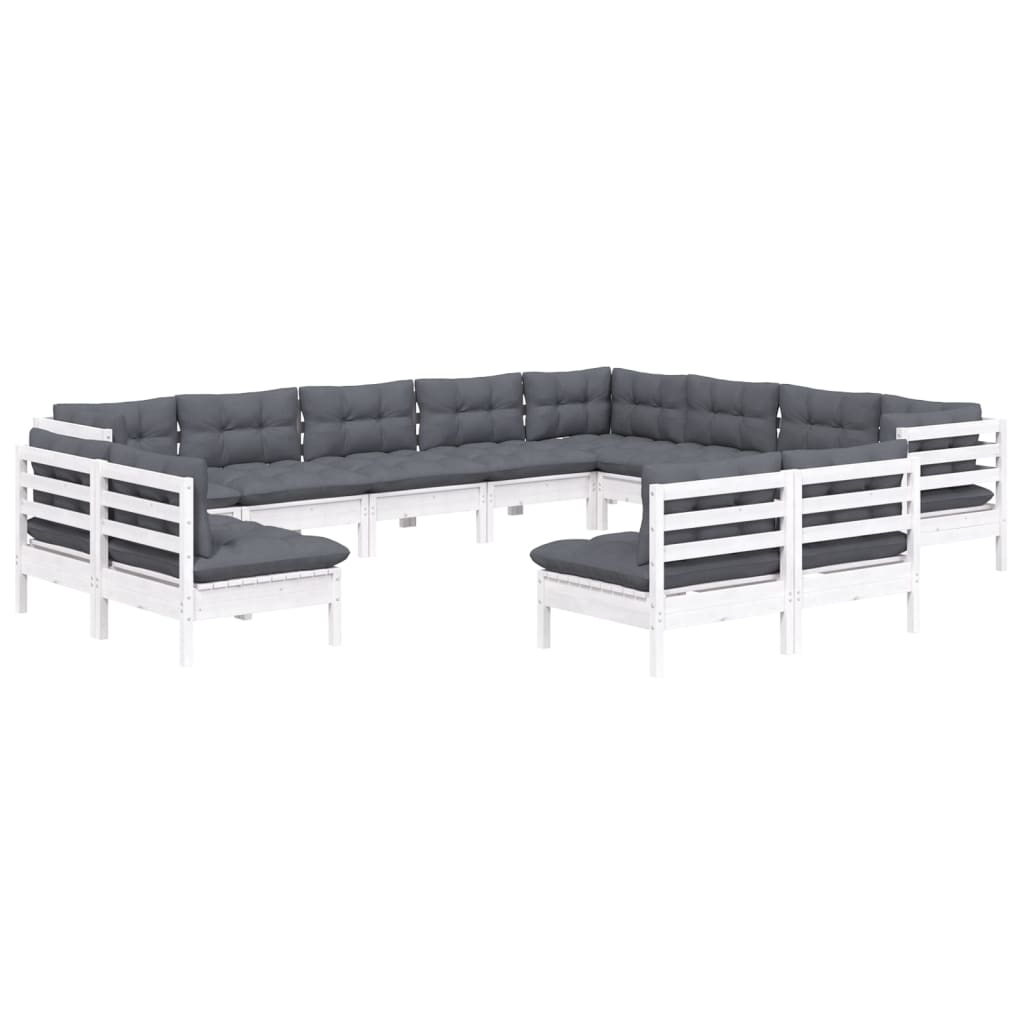 12-delige Loungeset met kussens massief grenenhout wit Tuinsets | Creëer jouw Trendy Thuis | Gratis bezorgd & Retour | Trendy.nl