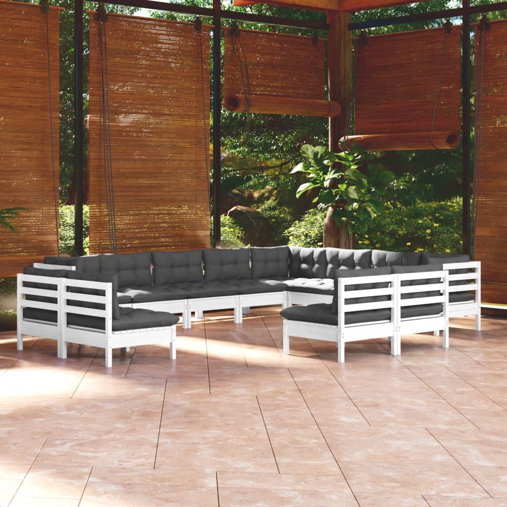 12-delige Loungeset met kussens massief grenenhout wit Tuinsets | Creëer jouw Trendy Thuis | Gratis bezorgd & Retour | Trendy.nl