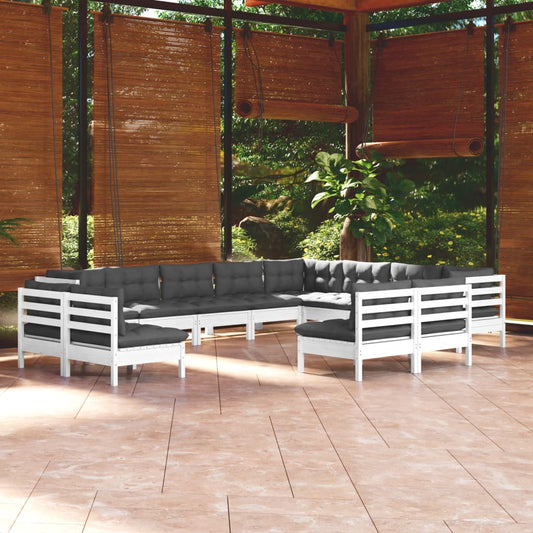 12-delige Loungeset met kussens massief grenenhout wit Tuinsets | Creëer jouw Trendy Thuis | Gratis bezorgd & Retour | Trendy.nl