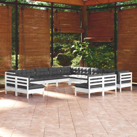 13-delige Loungeset met kussens massief grenenhout wit Tuinsets | Creëer jouw Trendy Thuis | Gratis bezorgd & Retour | Trendy.nl