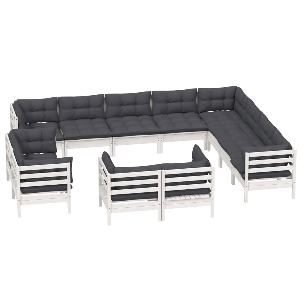 12-delige Loungeset met kussens massief grenenhout wit Tuinsets | Creëer jouw Trendy Thuis | Gratis bezorgd & Retour | Trendy.nl