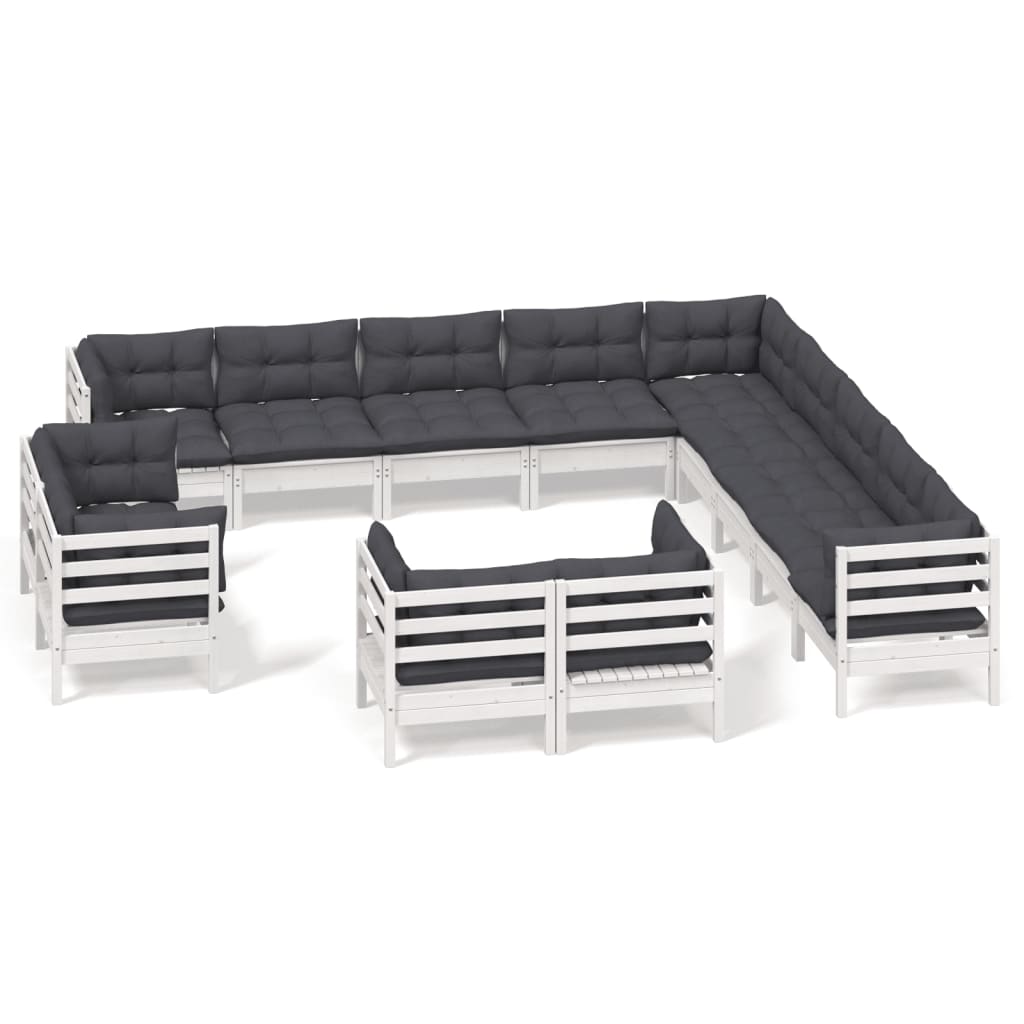 13-delige Loungeset met kussens massief grenenhout wit Tuinsets | Creëer jouw Trendy Thuis | Gratis bezorgd & Retour | Trendy.nl