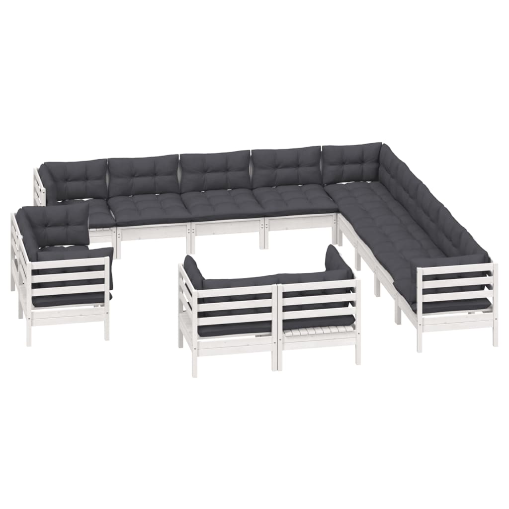 13-delige Loungeset met kussens massief grenenhout wit Tuinsets | Creëer jouw Trendy Thuis | Gratis bezorgd & Retour | Trendy.nl