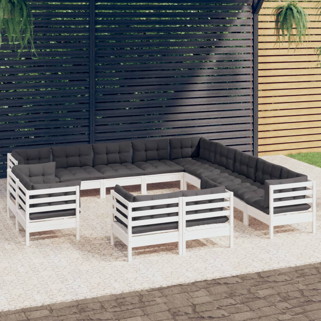 13-delige Loungeset met kussens massief grenenhout wit Tuinsets | Creëer jouw Trendy Thuis | Gratis bezorgd & Retour | Trendy.nl