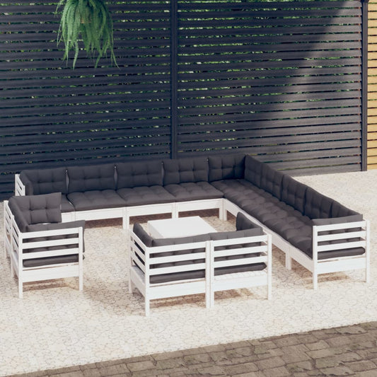 14-delige Loungeset met kussens massief grenenhout wit Tuinsets | Creëer jouw Trendy Thuis | Gratis bezorgd & Retour | Trendy.nl